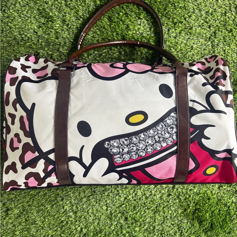 Hello Kitty White, Pink & Brown Graphic Travel Duffel